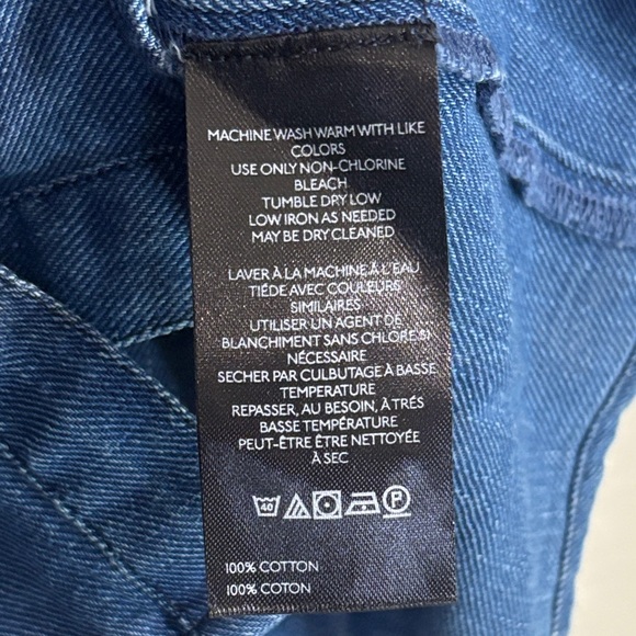 Maeve Anthropologie Denim Button Front Blouse Cropped Top Size M - Picture 5 of 6